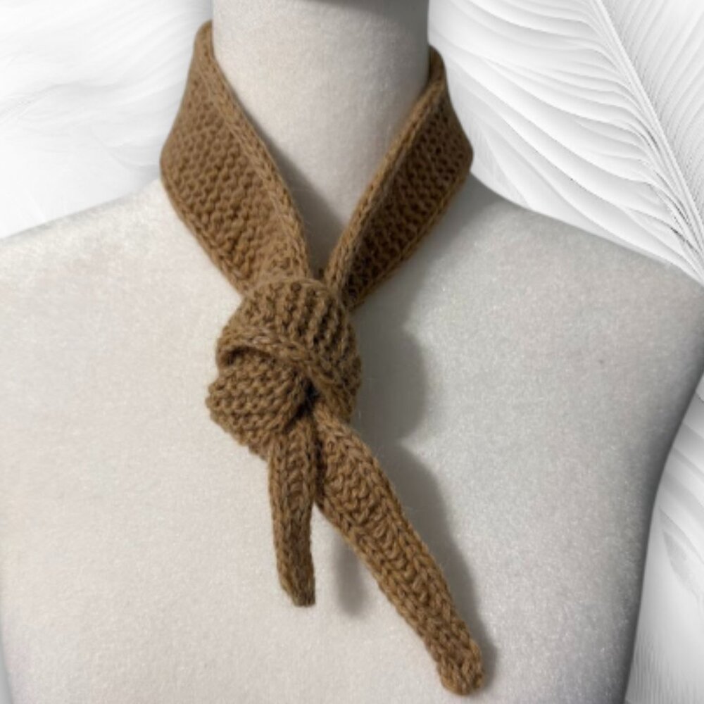 Hand Knit Brown Skinny Scarf Sophie Minimalist Neck Wrap